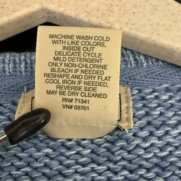 L.L. Bean Cotton Cardigan Sweater Blue Large Mother of Pearl Button EUC - Picture 5 of 9